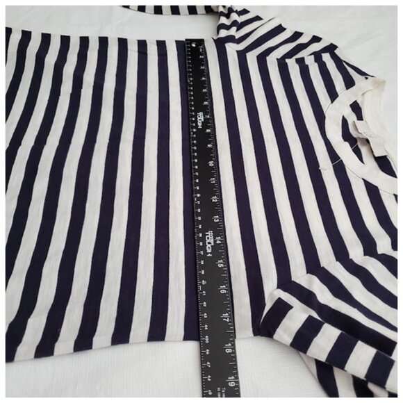 Loft NWOT Black Stripped Crew Neck Long Sleeve Cotton Tee Shirt Everyday Size S - Picture 5 of 7